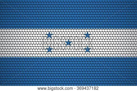 Abstract Flag Of Honduras Made Of Circles. Honduran Flag Designed With Colored Dots Giving It A Mode