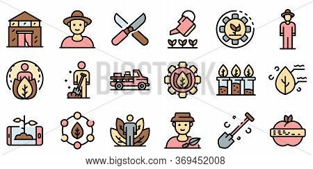 Agronomist Icons Set. Outline Set Of Agronomist Vector Icons For Web Design Isolated On White Backgr