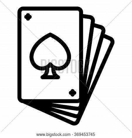 Poker Casino Cards Icon. Outline Poker Casino Cards Vector Icon For Web Design Isolated On White Bac