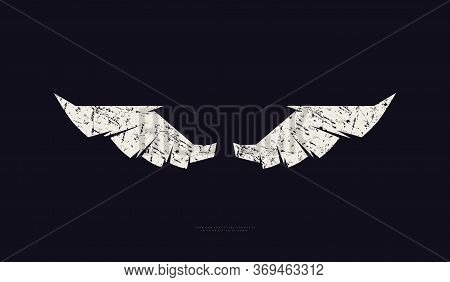 Stock Vector Wings Silhouette With Vintage Texture. For Logo, Emblem And T-shirt Design