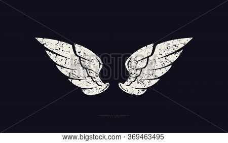 Stock Vector Wings Silhouette With Vintage Texture. For Logo, Emblem And T-shirt Design