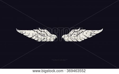 Stock Vector Wings Silhouette With Vintage Texture. For Logo, Emblem And T-shirt Design