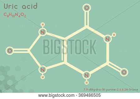 Large And Detailed Infographic Of The Molecule Of Uric Acid