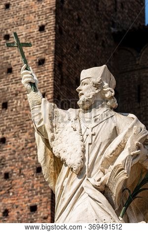 Statue Of Saint John Of Nepomuk (san Giovanni Nepomuceno), Bohemian Priest, Patron Saint Of Bohemia.