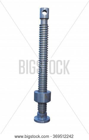Metal Threaded Column, Metal Threaded Support Isolated On White Background