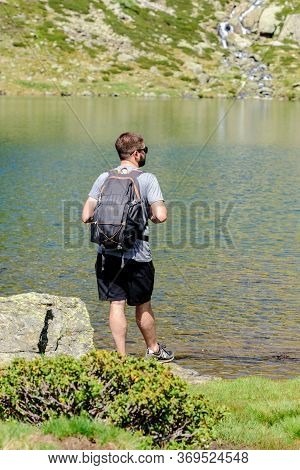 Ordino, Andorra : 2020 May 29 : Young Woman In The Beautiful View Hiking In The Andorra Pyrenees Mou