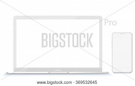 Mockup Smartphone With Blank Screen Isolated On White Background. Mockup To Showcasing Mobile Web-si