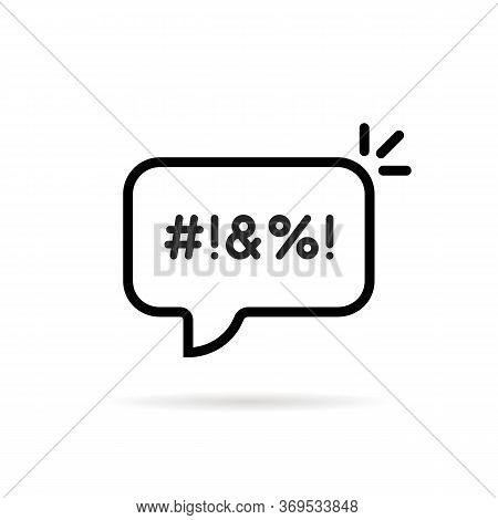 Black Thin Line Swear Bubble Icon. Flat Stroke Trendy Modern Lineart Logotype Art Graphic Design Iso
