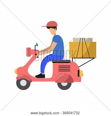 Online Delivery Service Concept, Online Order Tracking, Delivery Home And Office. Delivery Scooter W