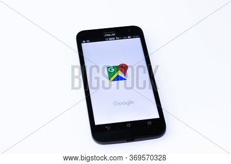 Kouvola, Finland - 23 January 2020: Google Maps App Logo On The Screen Of Smartphone Asus