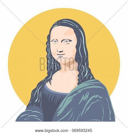 Pop Art Mona Lisa Portrait In Cute Colors