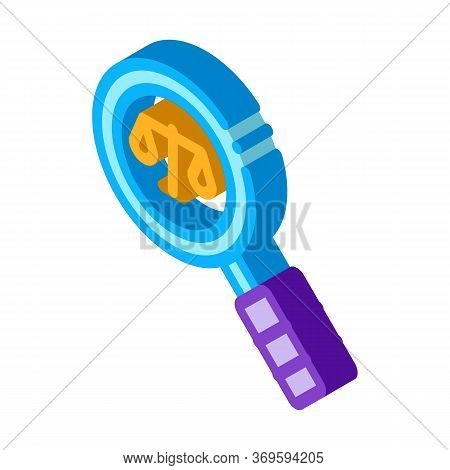 Court Magnifier Law And Judgement Icon Vector Isometric Sign. Color Isolated Symbol Illustration
