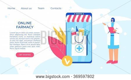 Online Pharmacy Concept. Pharmacist Helps To Collect An Order On The Site.