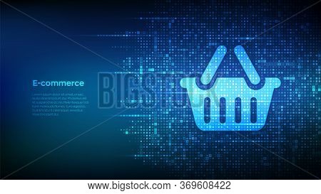 Shopping Cart Icon Made With Currency Symbols. E-commerce Technology Concept. Internet Shopping. Onl
