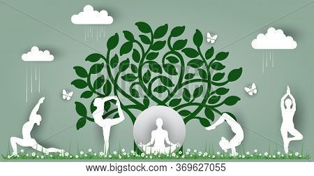 21 June-international Yoga Day,yoga Body Posture, Vector Illustration - Vector