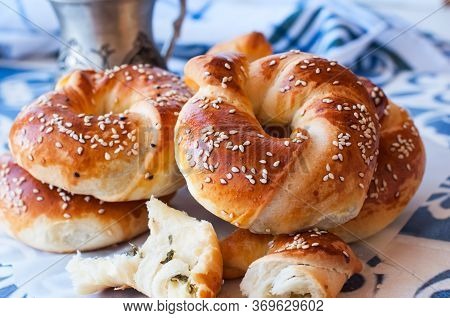 Homemade Yeasty Buns With Cheese And Herbs.