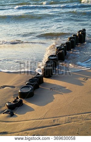 Breakwater At Rewal Beach On The Polish Baltic Coast