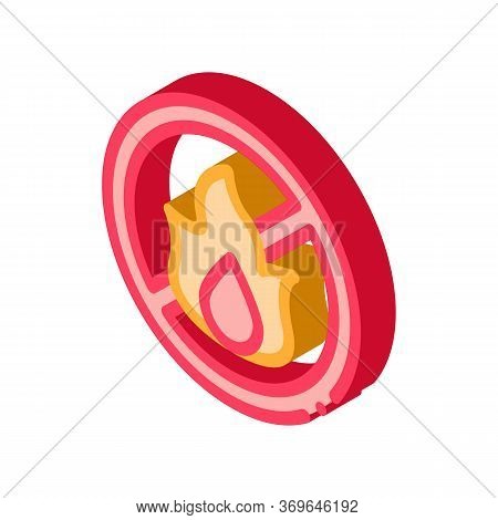 Strikethrough Flame Icon Vector. Isometric Strikethrough Flame Sign. Color Isolated Symbol Illustrat