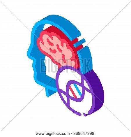 Man Head Brain Molecule Icon Vector. Isometric Man Head Brain Molecule Sign. Color Isolated Symbol I
