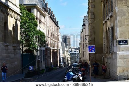 Paris, France. August 14, 2019. Notre-dame Towers Without The Spire, Known As La Fleche, From The La