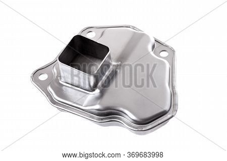 Assy Oil Bottom View Made Of Gray Metal, The Spare Part Strainers Cleaner A  Isolated On A White Bac
