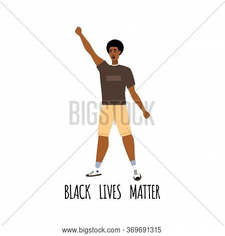 Concept On The Theme Of Racism. Stop Racism. The Image Of A Guy, Equality. Black Lives Matter. Vecto