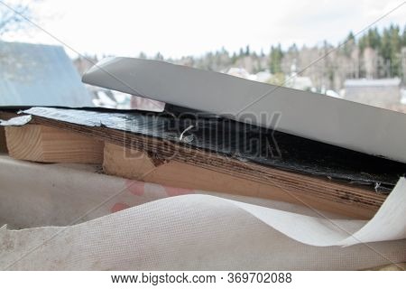 Close Up View Of Roof Under Construction On The Waterproofing Layer