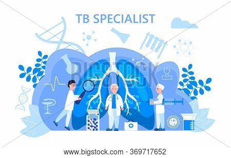 Tuberculosis Specialist Concept Vector. Pulmonary Fibrosis, Tuberculosis, Pneumonia Illustration For