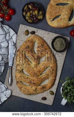 Fugasse French Bread With Sesame Seeds And Herbs