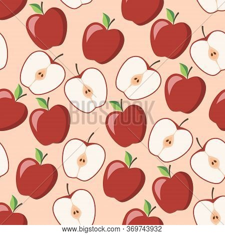 Seamless Apple Pattern. Vector Illustration Of Delicious Food.