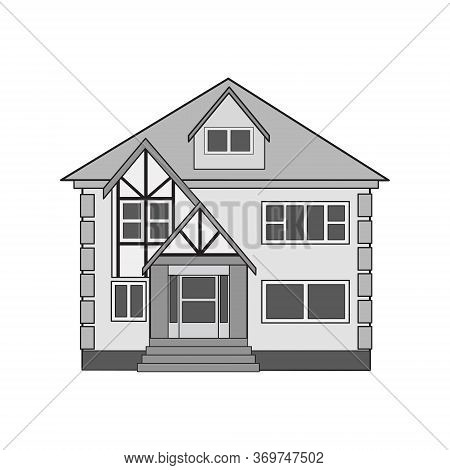 Two Floor House On A White Background. Vector Illustration