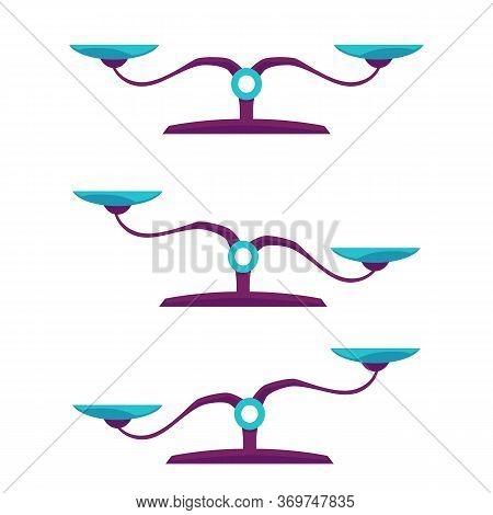 Balance Weigh Scales Set - Blue And Purple Vintage Weight Measure Tool