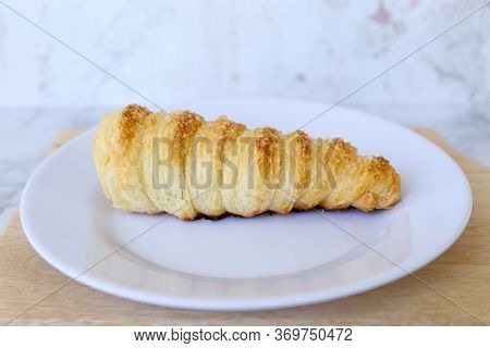 Horn Pastry Cake With Vla Or Vanilla Custard Filling. Homemade Cumcum Cake Filled With Cream