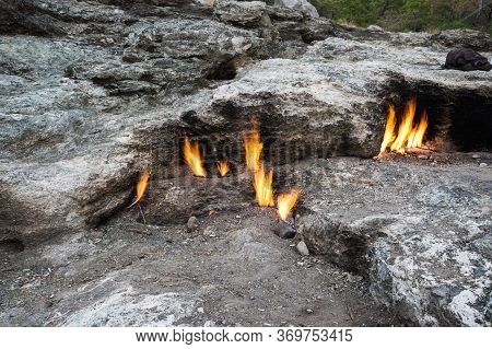 Flames Of Mount Chimaera From The Underground, Cirali, Turkey