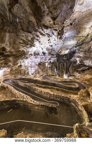 Carlsbad Cavern National Park, New Mexico, USA trails to the inner depths.