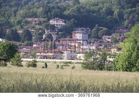 View Of The Small Town Of Botticino In Northern Italy