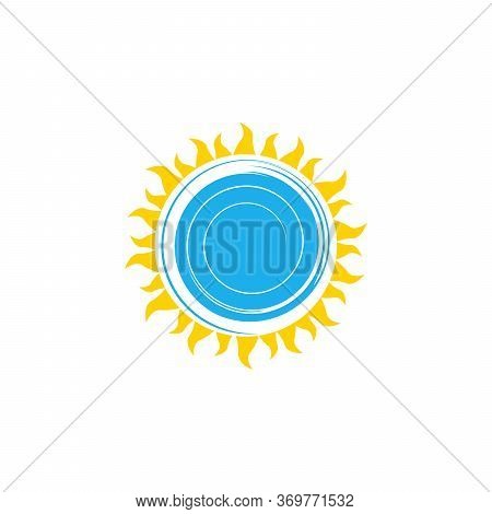 Sun And Whirlpool Sea Or Ocean Water Logo, Abstract Spin, Summer Aqua Design. Stock Vector Illustrat