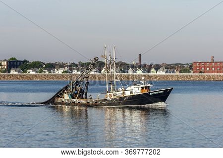 New Bedford, Massachusetts, Usa - June 4, 2020: Clammer Enterprise, Hailing Port Cape May, Nj, Passi