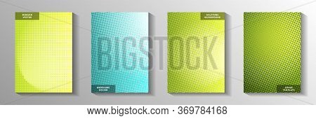 Futuristic Circle Screen Tone Gradation Title Page Templates Vector Collection. Geometric Journal Fa