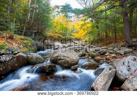 Screw Augur Falls Small Rocky Waterfall In Long Exposure On Walking And Hiking Trail Near Newry Main