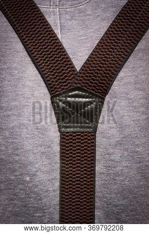 Back Close-up View Of Brown Man Suspenders Detail