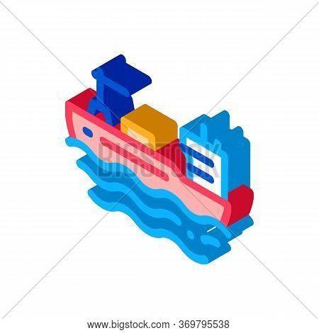 Tanker At Sea Icon Vector. Isometric Tanker At Sea Sign. Color Isolated Symbol Illustration