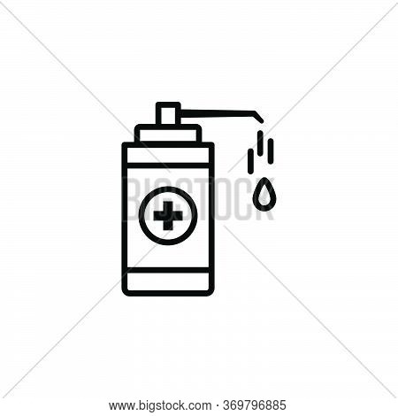 Washing Hand With Sanitizer Liquid Soap Vector Line Icon. Design Template Vector
