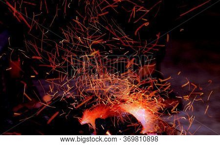 Flares Of The Fire Background, Black And Red Color