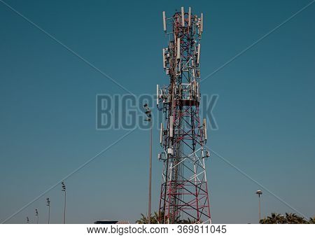 Telecom Tower, Communication Tower With Sky Background