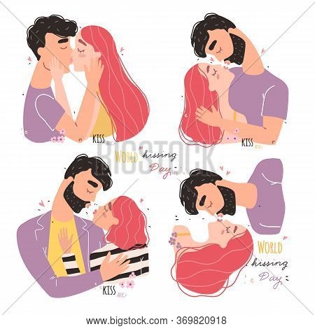 Romantic Couple In Love Kissing. World Kissing Day