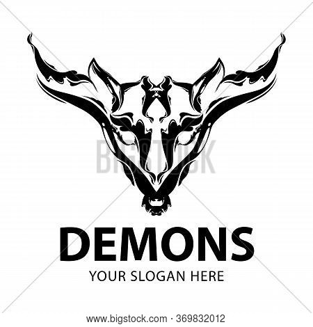 Mask Demons Logo Is Shaped Vector. Devil With White Background