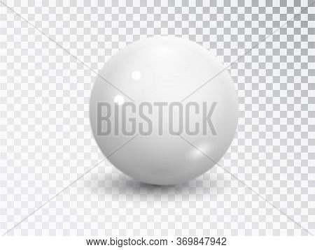 White Sphere Isolated On Transparent Background. Realistic White Ball, Ound Shape, Geometric Simple,