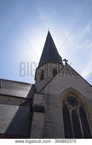 Bazel, Belgium, June 1, 2020, The Tower Of The Church