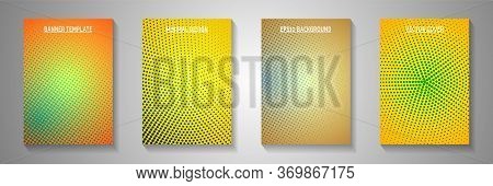 Grunge Point Screen Tone Gradation Front Page Templates Vector Set. Urban Journal Faded Screen Tone 
